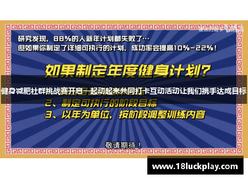 健身减肥社群挑战赛开启一起动起来共同打卡互动活动让我们携手达成目标 健身减肥社群挑战赛开启一起动起来共同打卡互动活动让我们携手达成目标